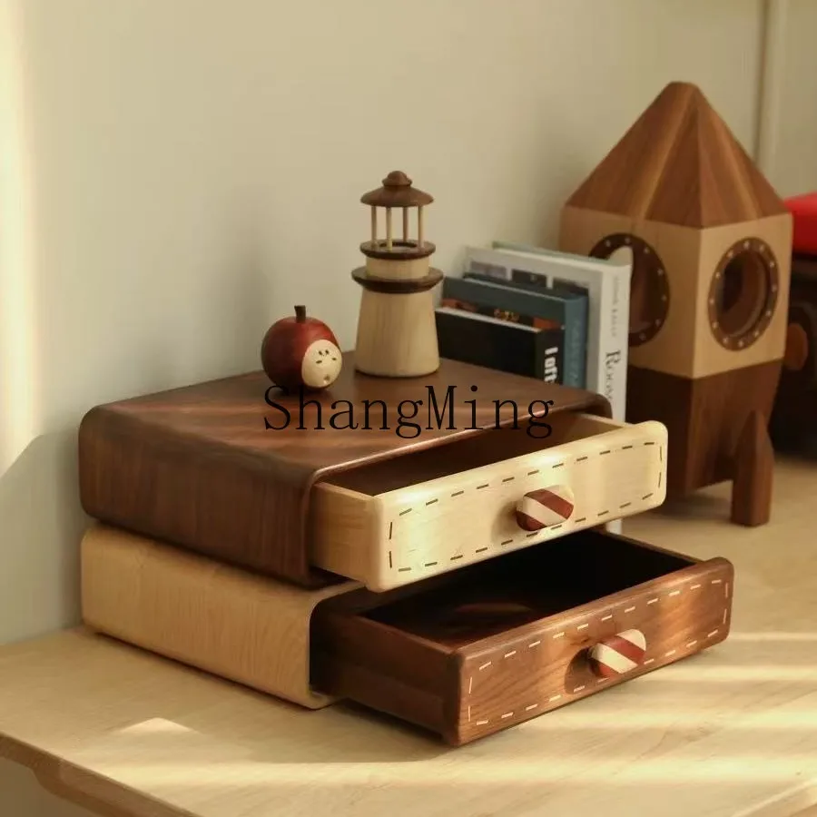 

ZYY double-layer solid wood porch drawer storage box household ring jewelry storage box large capacity