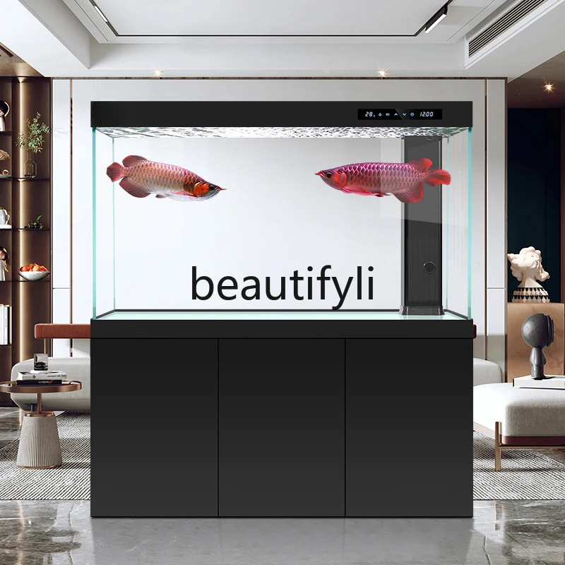 Ultra-white glass fish tank living room household large arowana tank screen bottom filter goldfish tank