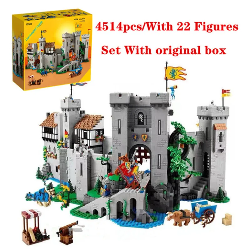 

Original Box Birthday Christmas Gifts Toy With LED Lights for Compatible 10305 Castle Building Blocks Bricks Lion King For Kids