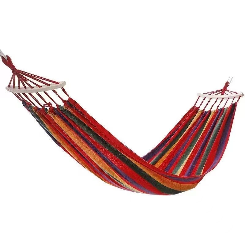 Single Wide Thick Canvas Hammock Outdoor Camping Backpackaging Leisure Swing Portable Hanging Bed Sleeping Swing Hammock