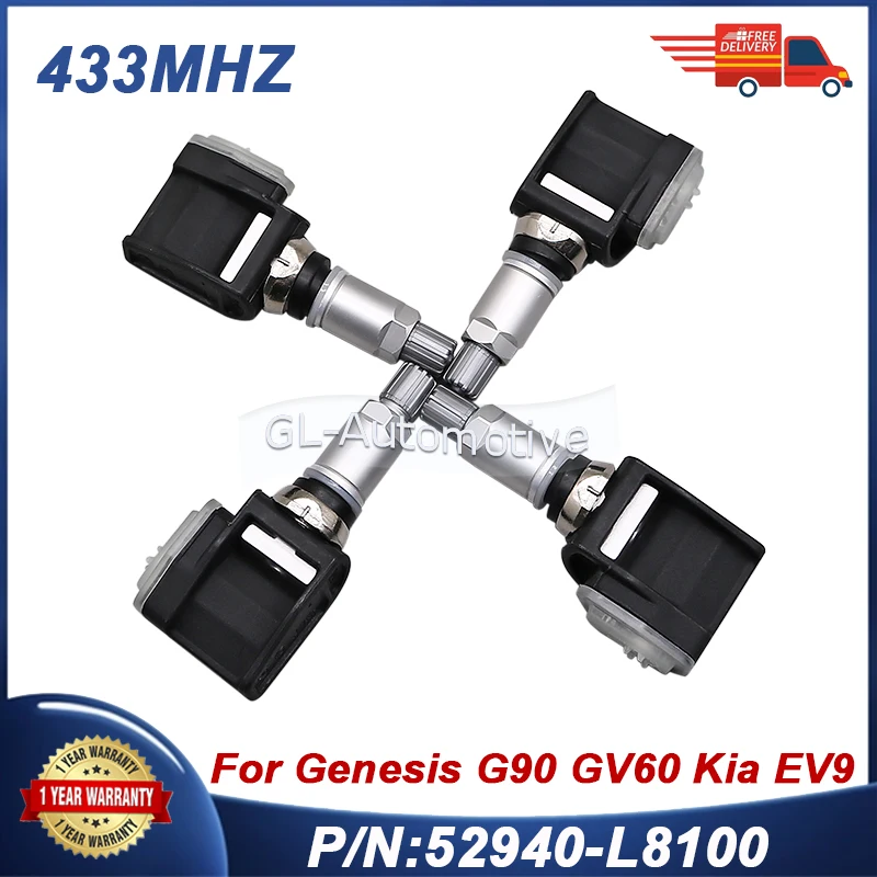 

1/4PCS 52940-L8100 TPMS sensor Tire pressure sensor For 2023-2024 Genesis G90 2022-2027 GV60 Kia EV9 433MHZ 52940-T4000