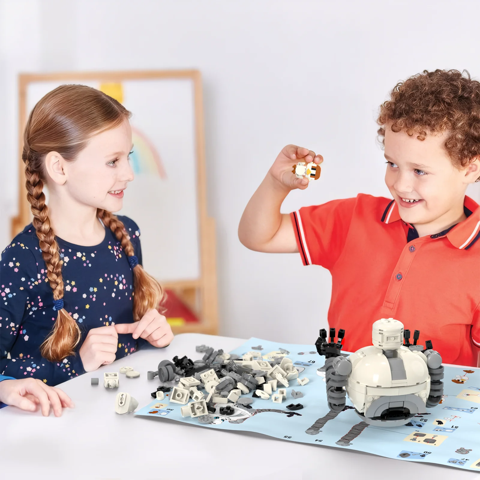 مجموعة بناء شخصيات ويلدرنس روز روبوت آند برايت بيل مكونة من قطعتين، مجموعة ألعاب بناء نموذجية لطيفة كرتونية لمحبي الأفلام، للأطفال بعمر 6 سنوات فما فوق