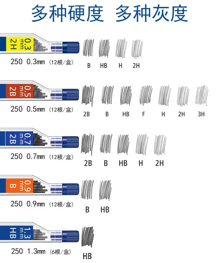 STAEDTLER Mechanical Pencil Lead 05mm 07mm 2H HB B 2B Super Tough Core Not Easily Broken Pencils Refill School Stationery