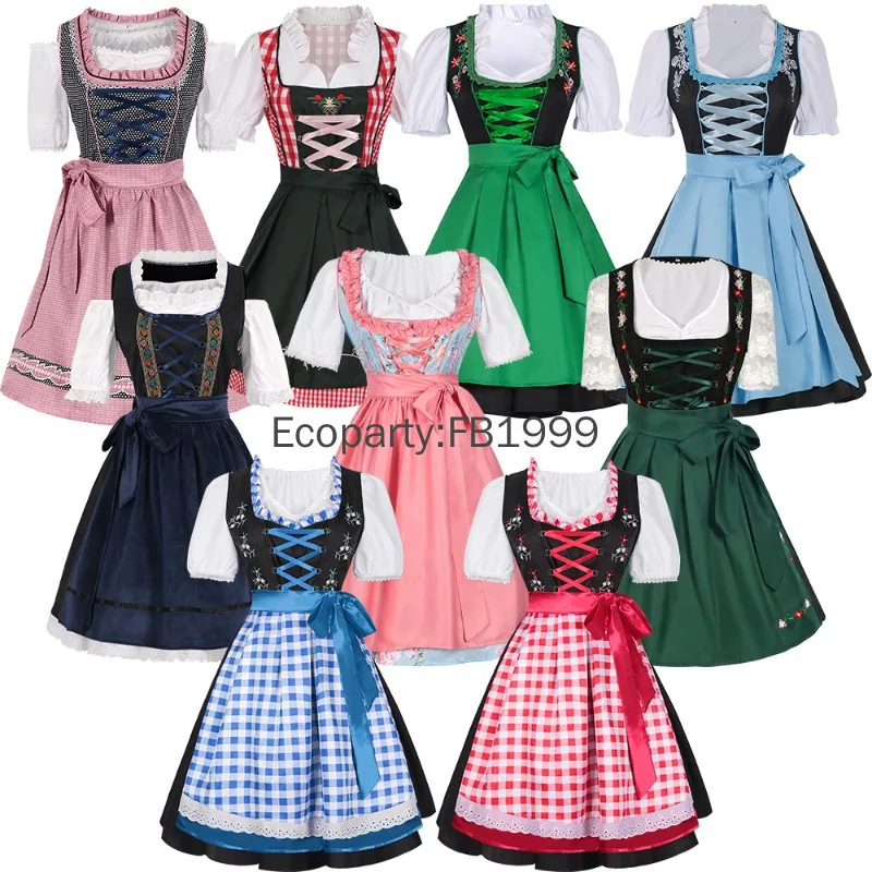 

8 Styles Oktoberfest Costume for Women Traditional Germany Plaid Dirndl Dress Female Festival Party Beer Girls Cosplay Outfits