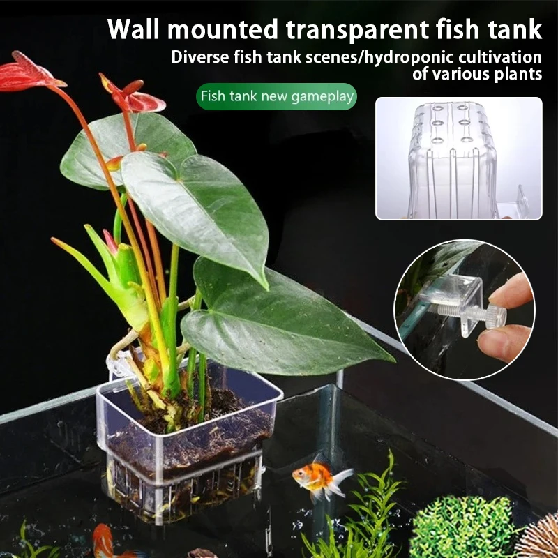Aquarium Hängepflanzgefäße Wandmontierte Aquatische Pflanzenhalter Aquarium Pflanzkorb Fischbecken Pflanzentopf Fischbecken Pecera
