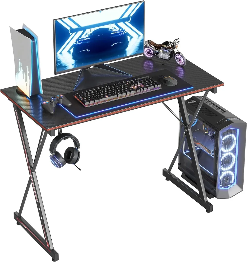 

Gaming Desk 40 Inch PC Computer Desk, Carbon Fiber Home Office Desk Table Gamer Workstation, Simple Game Table