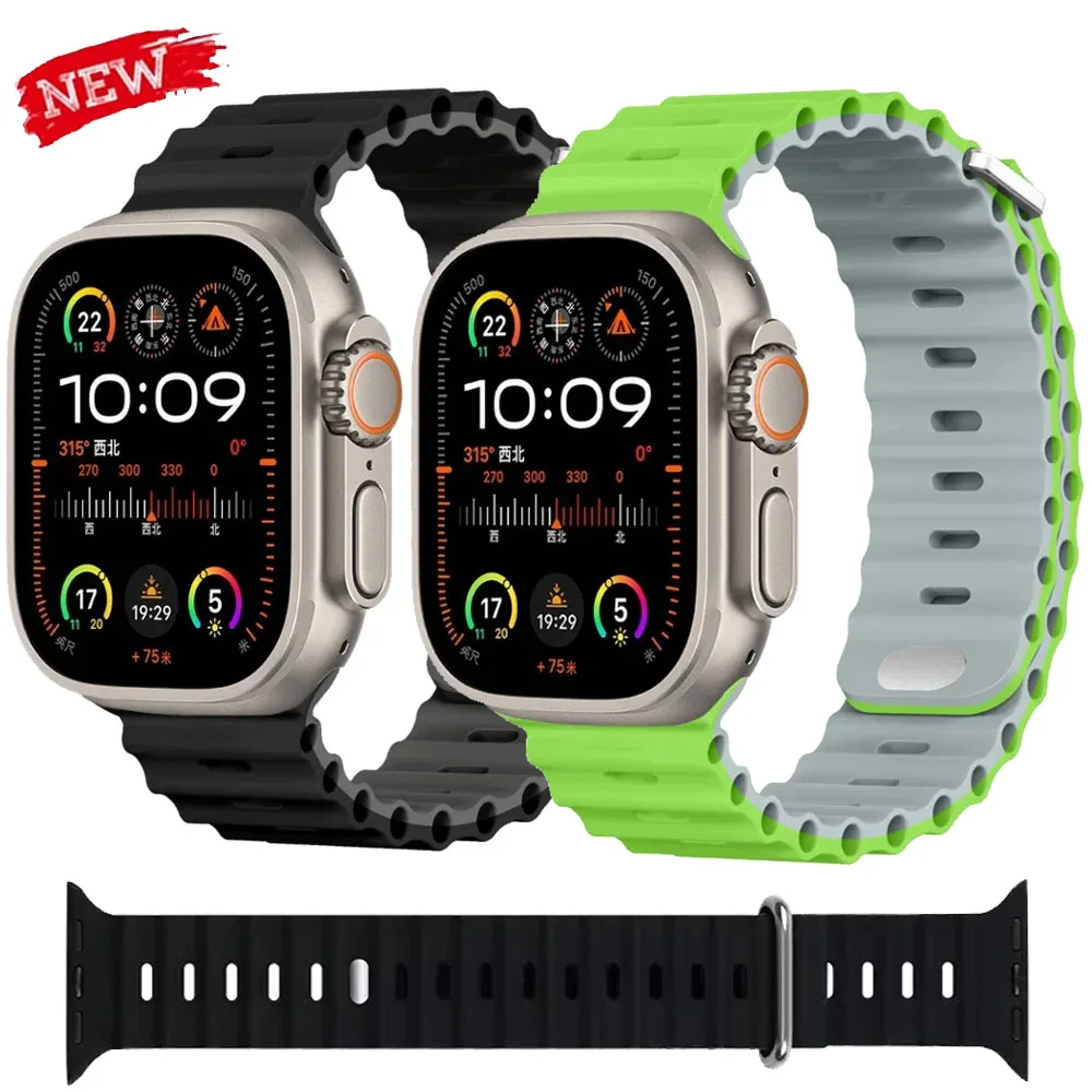 Ocean Silikonarmband für Apple Watch Band Ultra 3-1 49mm 11 10 9 8 7 45mm 41mm 42mm 46mm Armband iWatch 6 5 4 SE 44mm