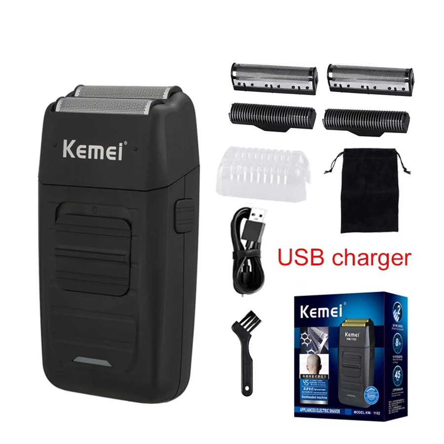 Kemei-Afeitadora eléctrica 3D para hombre, maquinilla de afeitar eléctrica recargable, afeitadora de barba flotante, recortadora de pelo, máquina de afeitar para el cuidado de la cara