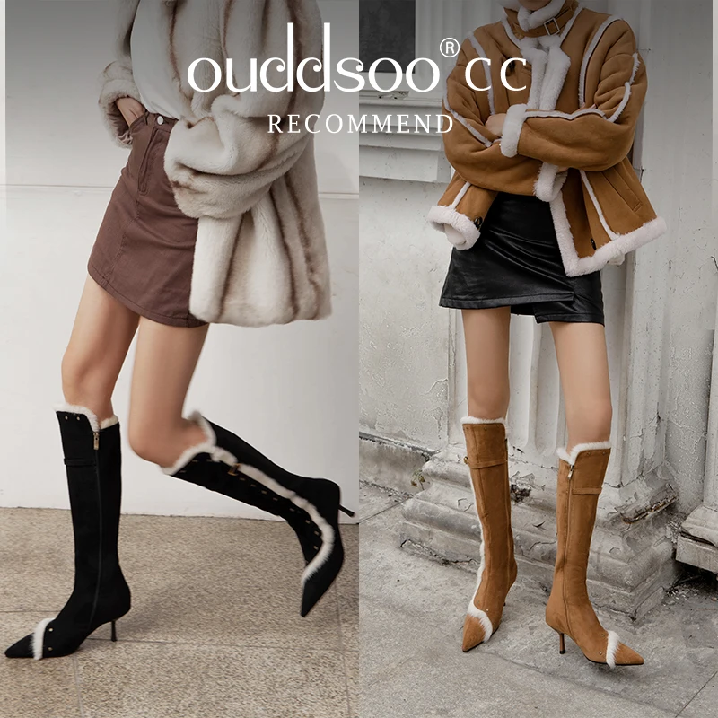 

Ods Winter Warm Fashionable Knee High Boots With Sexy Charm Elegant And Comfortable Quality Rabbit Capillary High-Heeled Boots