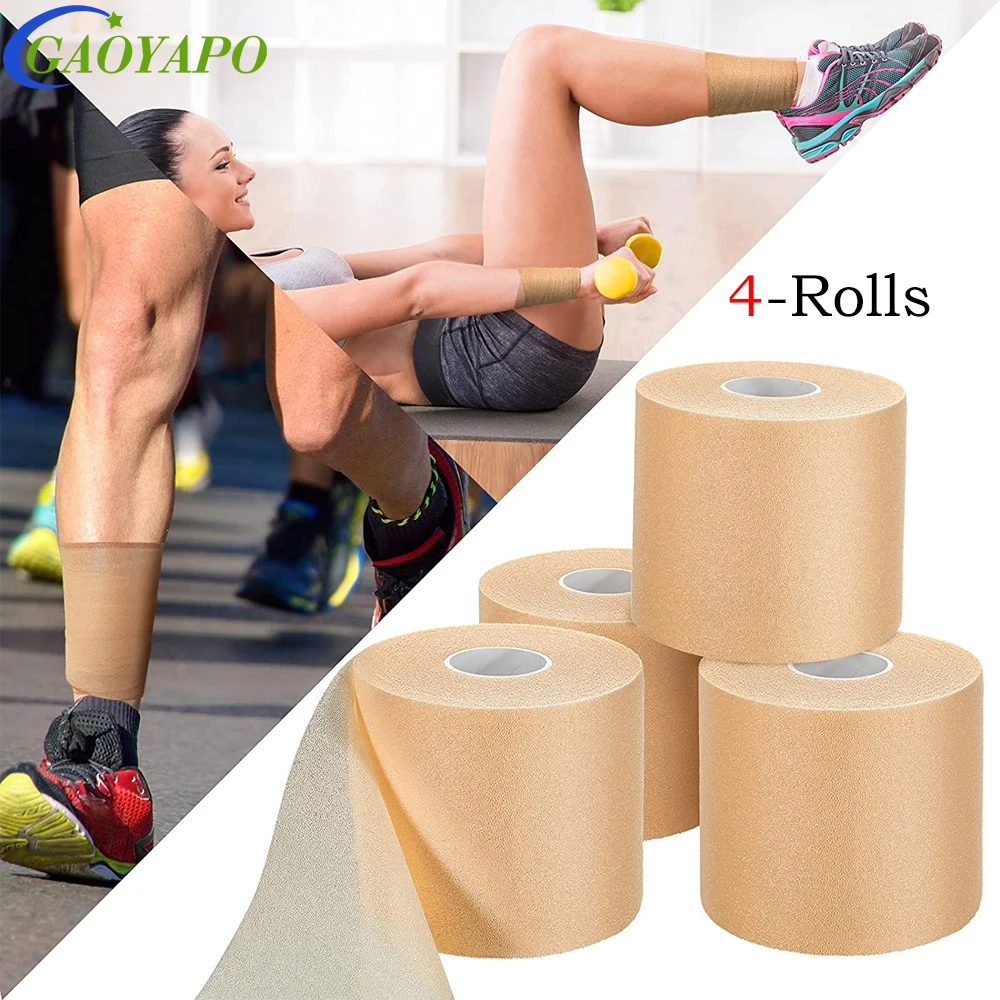 4Rolls Pre Wrap Tape Breathable Thick Knee Ankle Tapes,No Sticky Residue Prewrap Athletic Tape Foam Underwrap Tape for Athletes