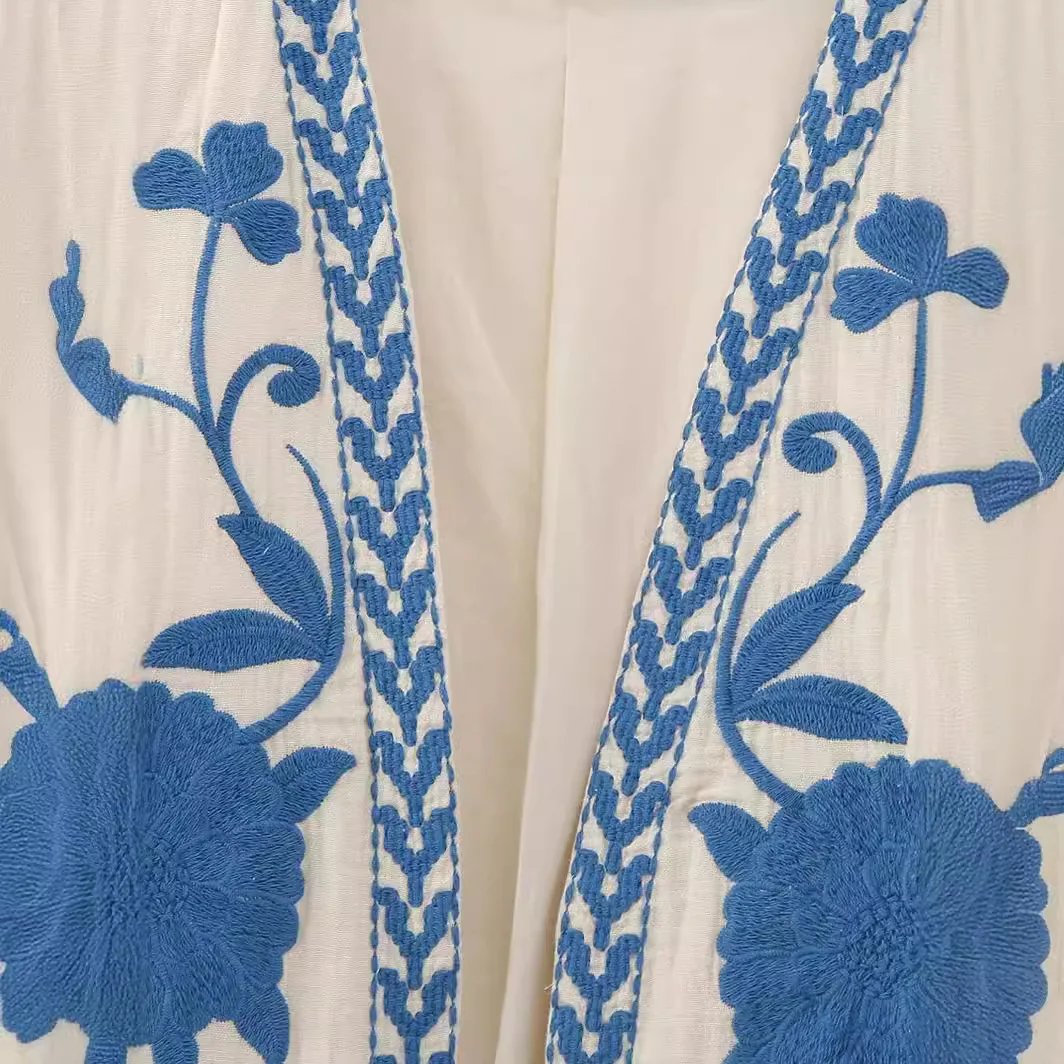 

Новая весенняя вышитая жилетка с открытым передом, укороченная, из других материалов, 100% ханьфу, топ, женская модная одежда