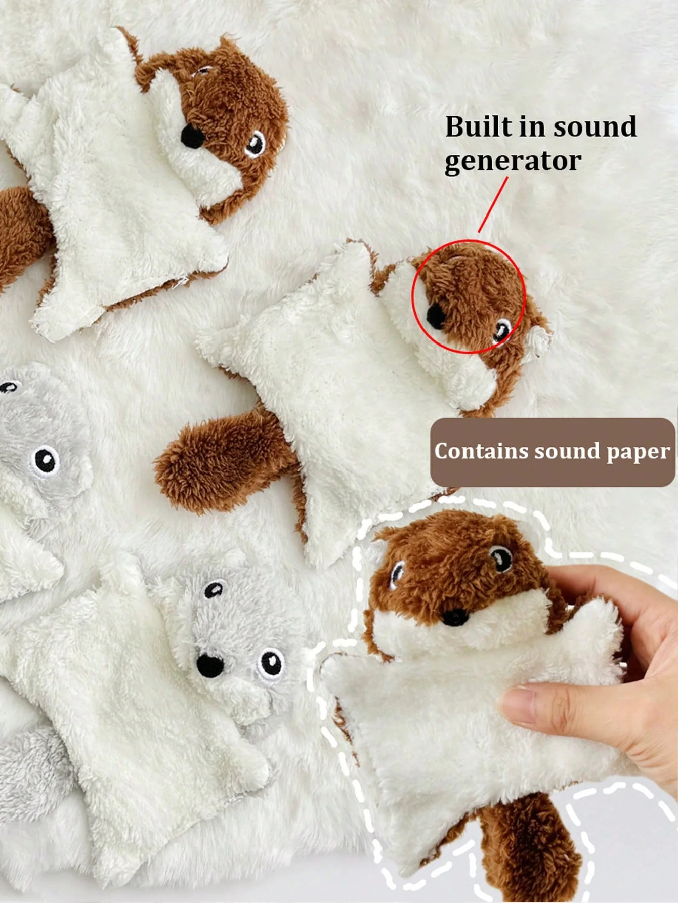 Eichhörnchen-Plüschtier mit Geräusch - Ultra-Weiches Katzen- und Hundespielzeug, Interaktives Kauspielzeug, Langeweile-Bekämpfer, ein Süßes Geschenk für Tierliebhaber – Detail 3