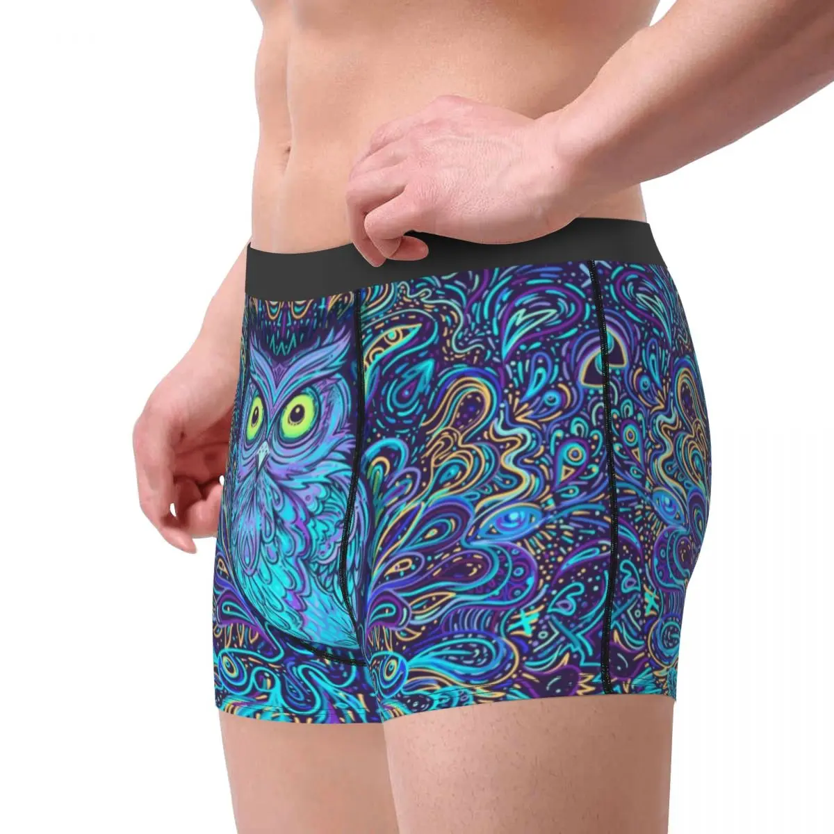 Custom Owl Mandala Underwear Men Stretch Animal Boxer Briefs Shorts Panties Soft Underpants For Homme