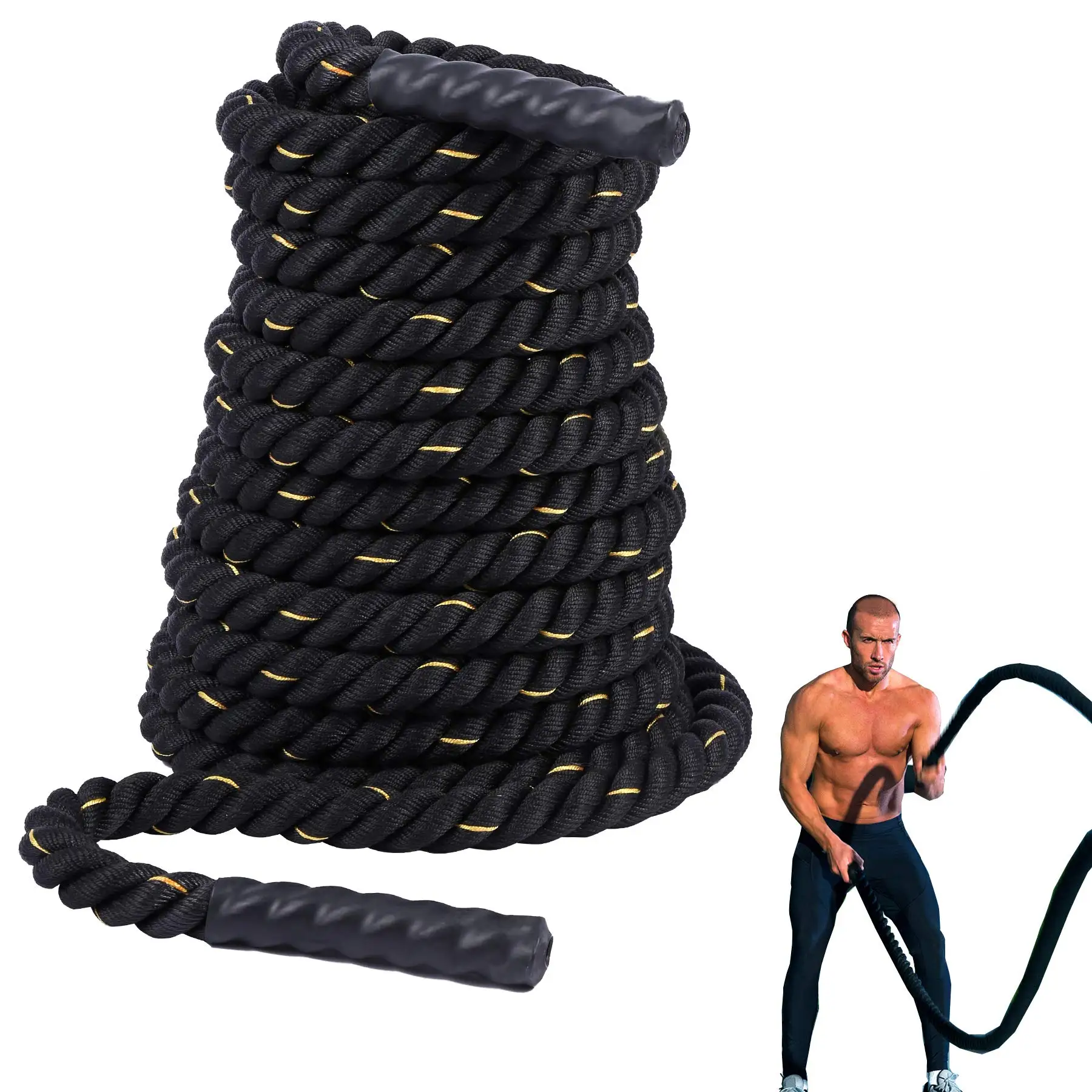 

9M12M Poly-Dacron Heavy Duty Battle Ropes for Total Body Exercise Equipment for Crossfit Training Home Gym or Fitness Exercise