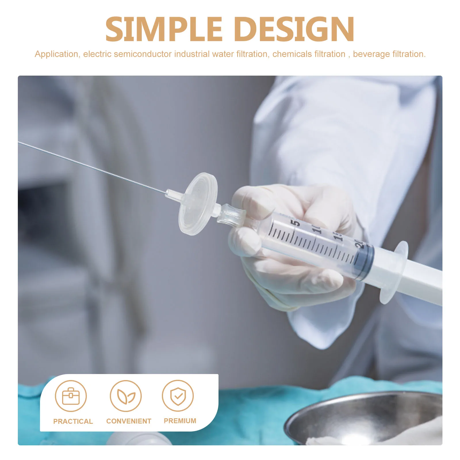 25 pcs Syringe Filter 0.22um Disposable Needle Filter for Lab Bottle Filtration System High Rates Hydrophilic Protein