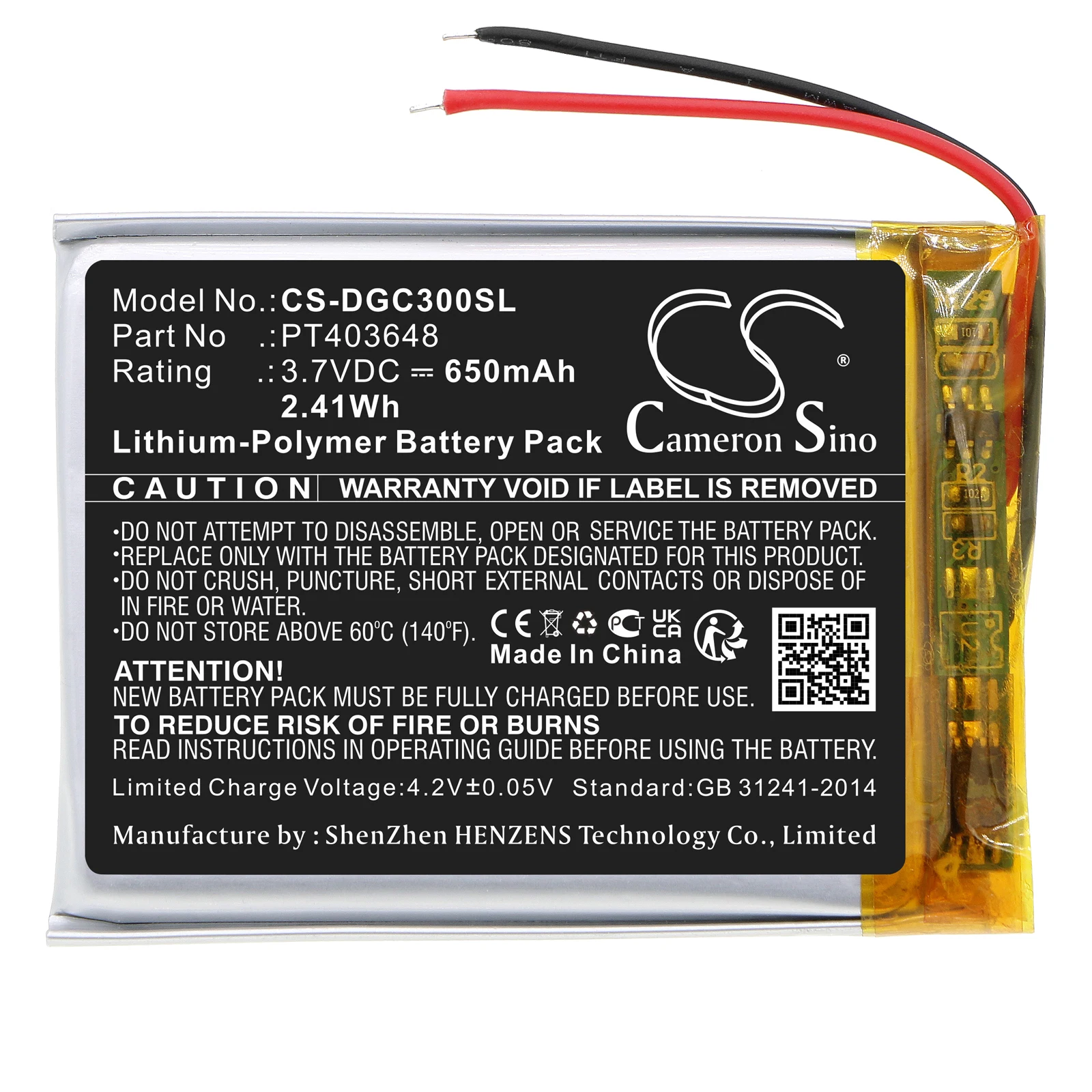 CS เปลี่ยนแบตเตอรี่สําหรับ DENON AH-GC30 PT 403648   650mAh / 2.41Wh