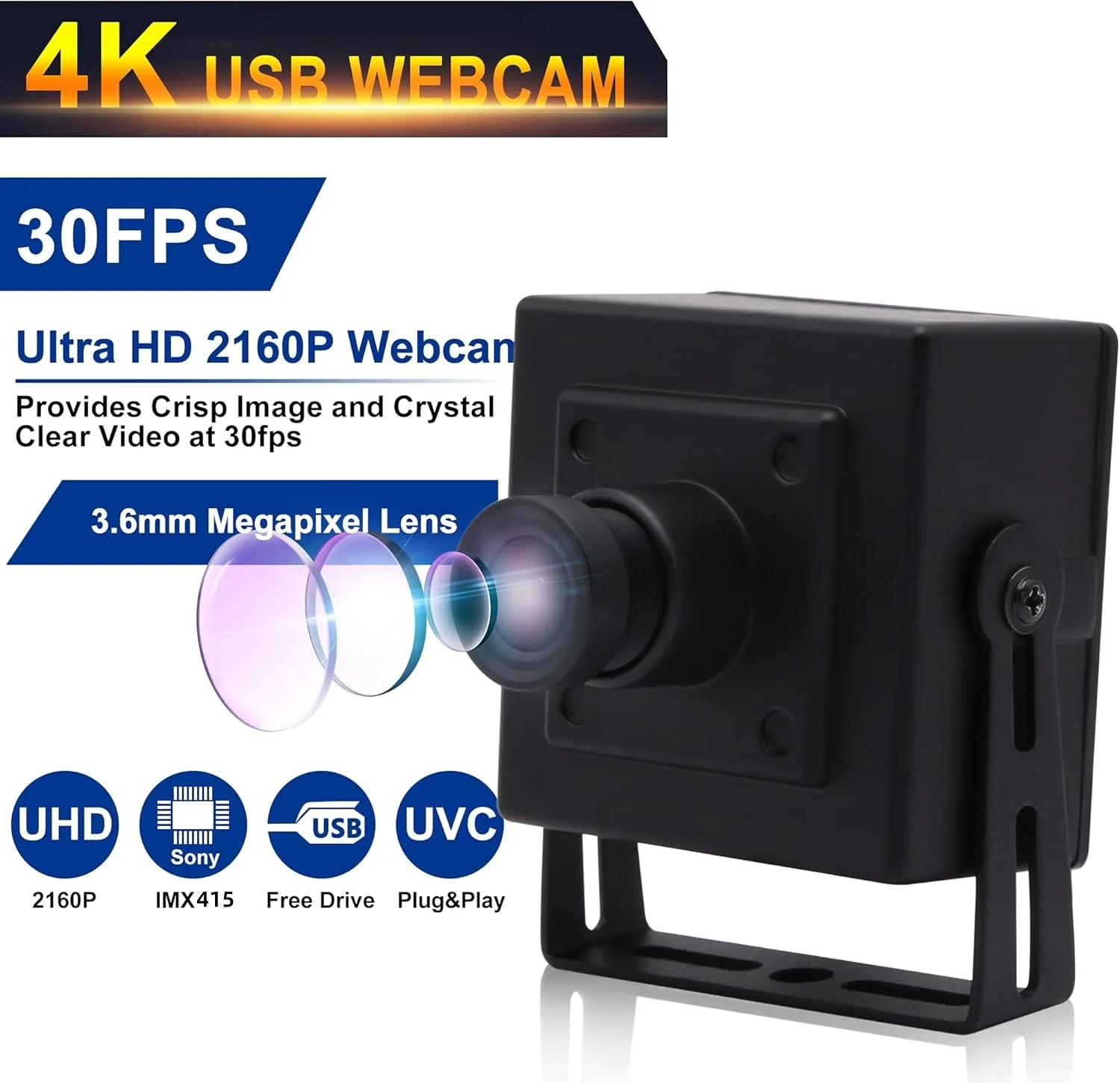 

SVPRO 4K USB-камера 3840x2160p 30 кадров в секунду UVC Мини-промышленная камера без объектива с искажениями CMOS IMX415 Веб-камера для потокового видео