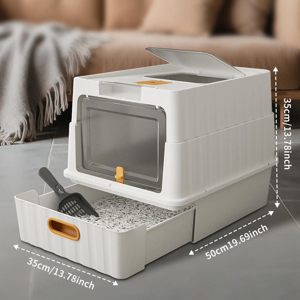 Closed Cat Litter Box, With Oversized Lid Design, Featuring Odor Control, High Privacy, Easy To Clean, A Modern Pet Toilet, A Christmas Gift For Pets.