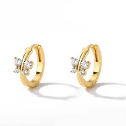 Trending Small Crystal Butterfly Hoop Earrings Chic Gold/Silver Color Metal Earrings For Women Daily Wear Jewelry