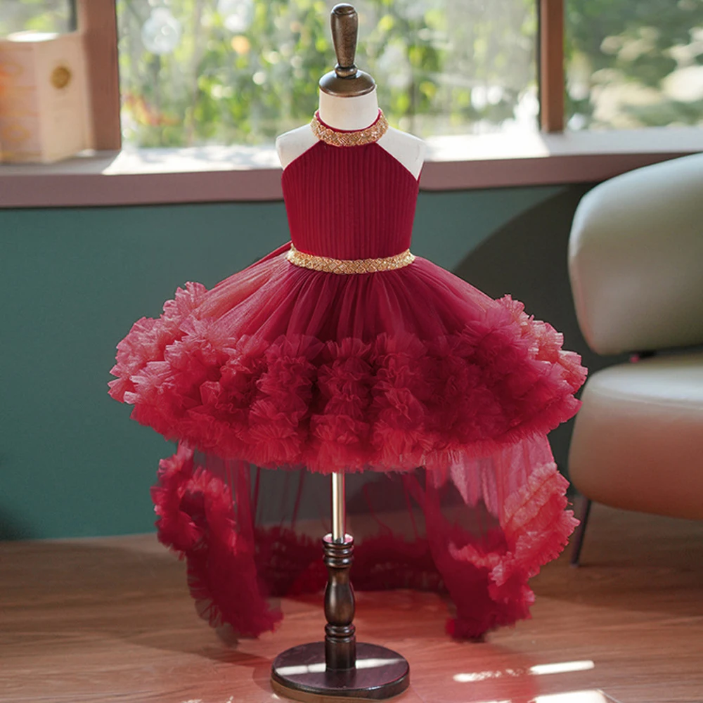 Bow Sequin Baby Party Girl Dresses Toddler Trailing 1st Bridesmaid Birthday Princess Dress Baby Gala Wedding Evening Costume