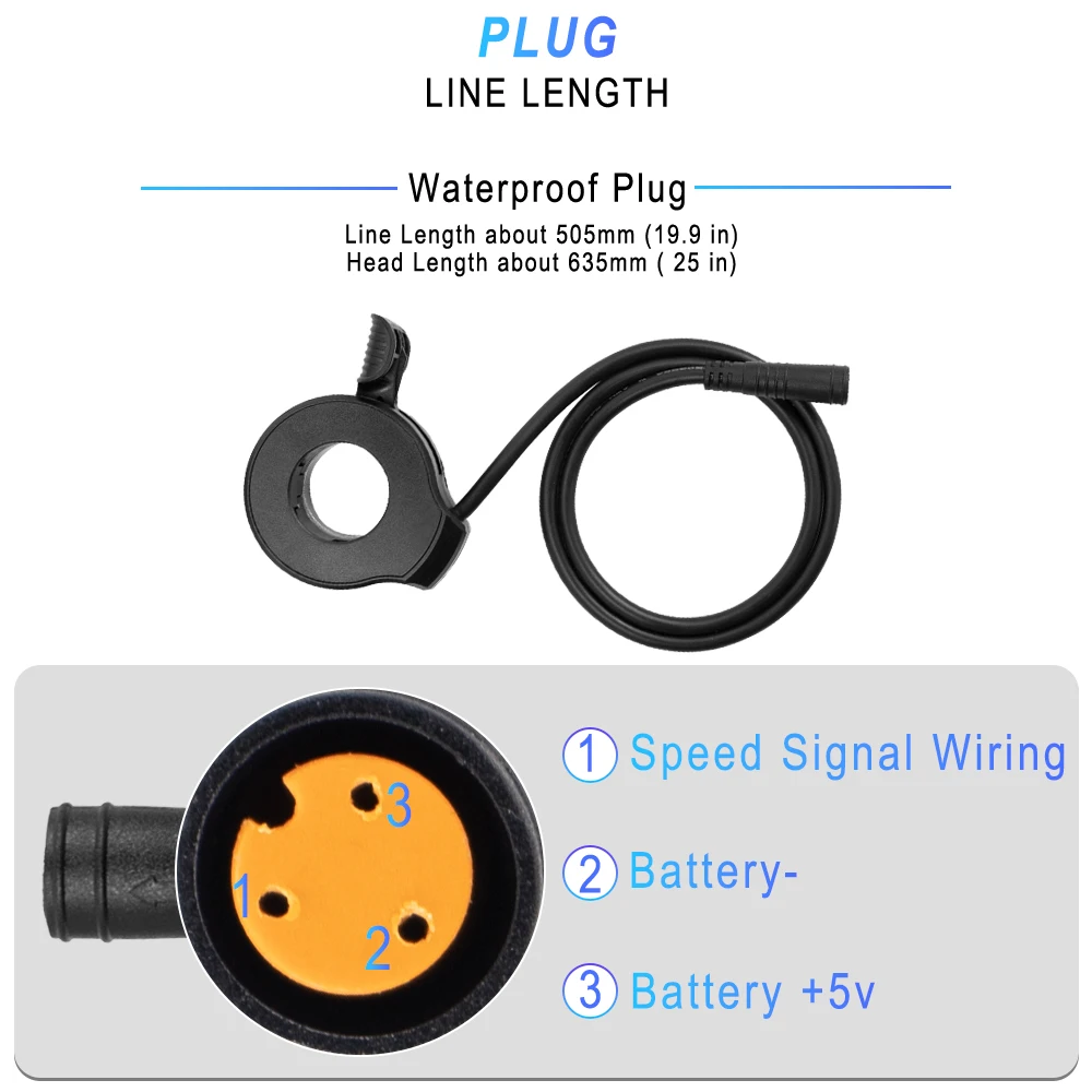 3 Pin Waterproof Connector 130X Thumb Throttle Accelerator For Bafang BBSHD 36V 48V Electric Bike Finger Control Throttle