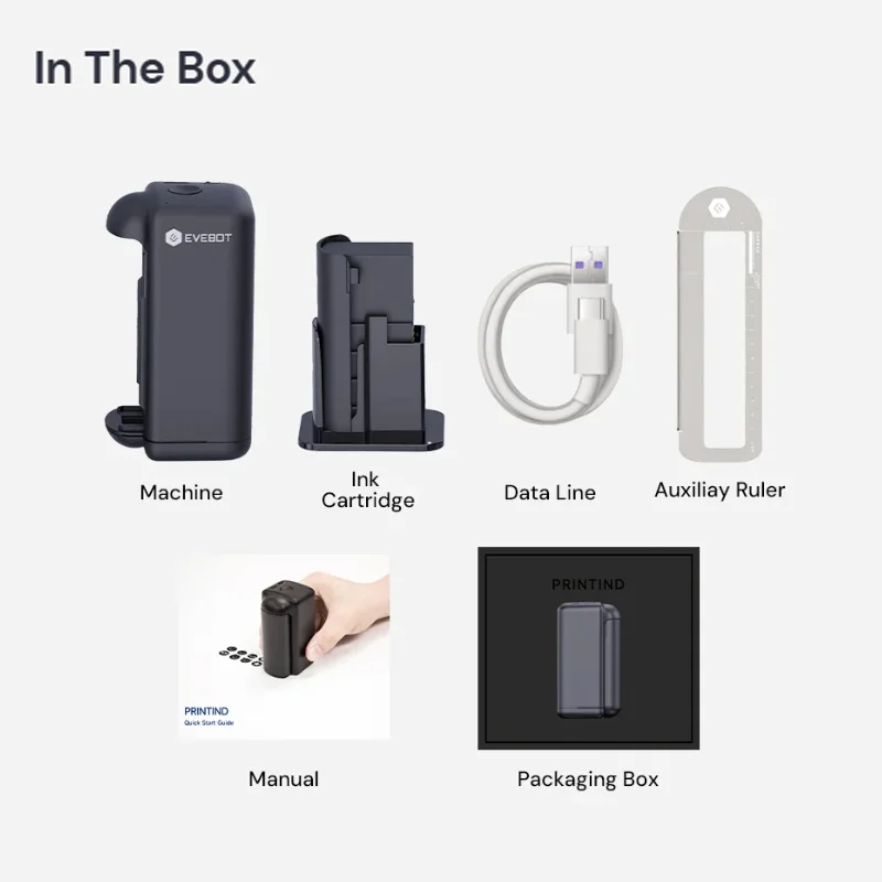 EVEBOT PrintInd Handheld Industrial Inkjet Printer Designed for Quick-drying and Reliable Labeling on Any Surface Waterproof