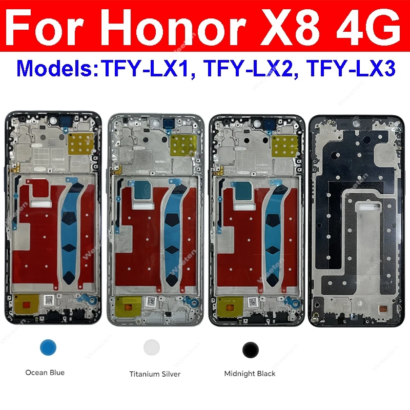 

LCD Middle Frame For Huawei Honor X8 4G TFY-LX1 LCD Middle Frame Housing Bezel Cover with Side Button Replacement Repair Parts