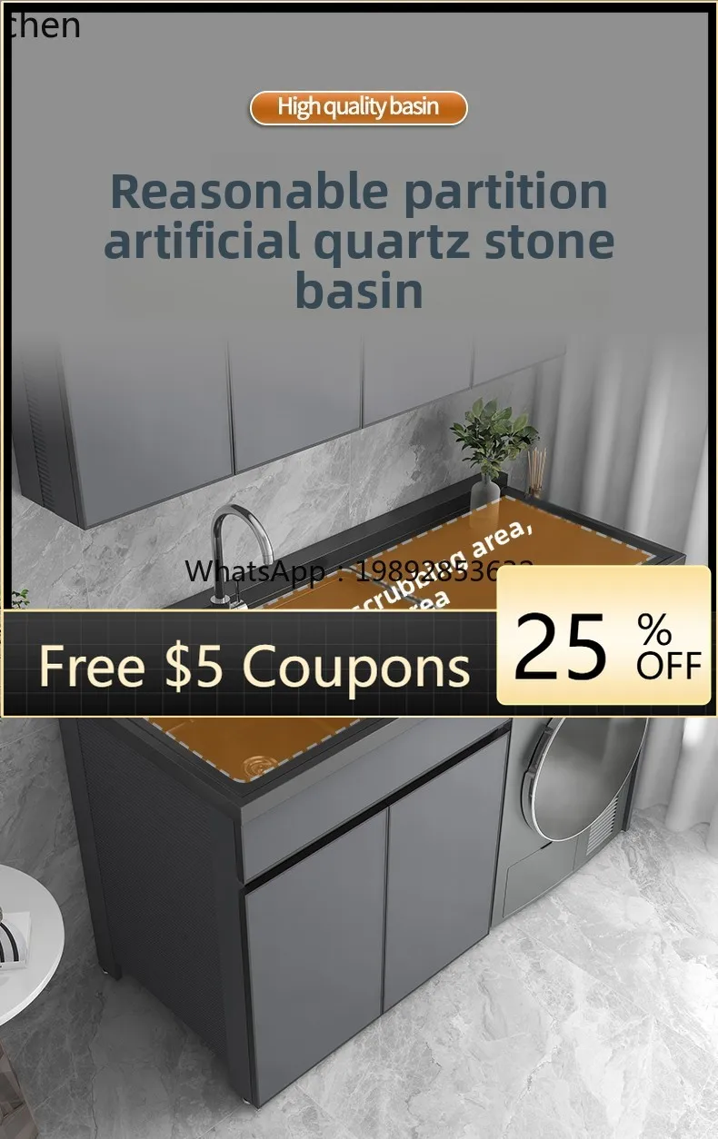 BB  space aluminum laundry cabinet integrated basin cabinet sink washboard integrated