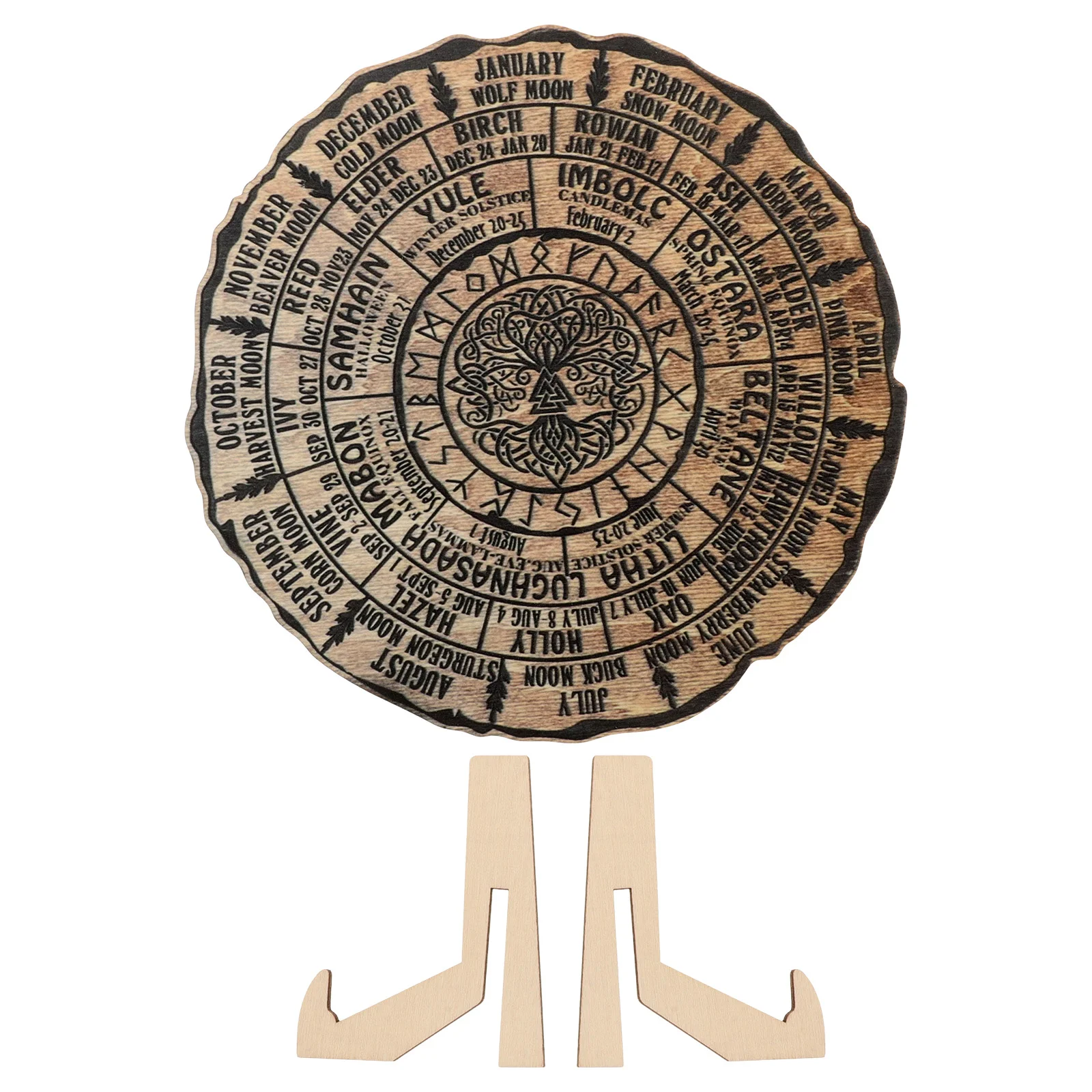 

Wooden Decorations Ornament Calendar Handmade Sign Wheel Year Number Tree Office