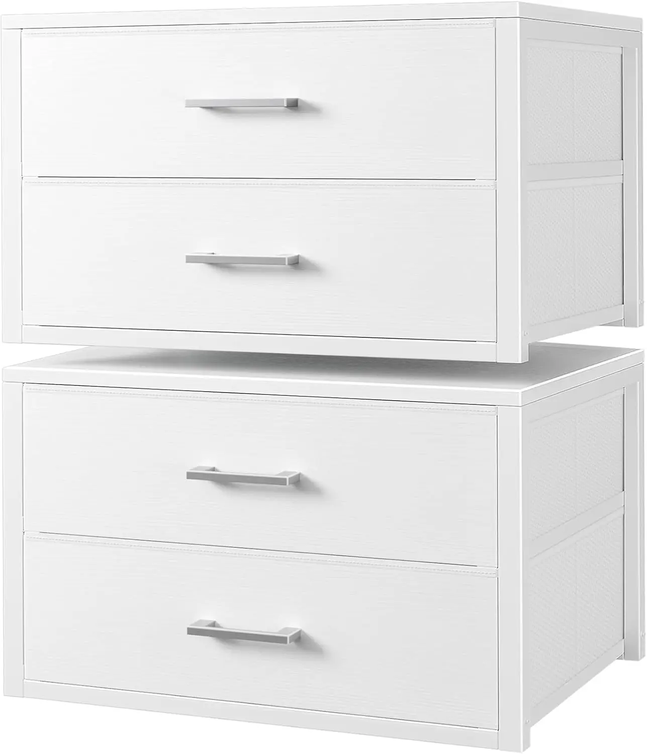 

Stackable Storage Drawers Closet Organizers and Storage Fabric White 2 Drawer Dresser for Bedroom 2 Packs Modern