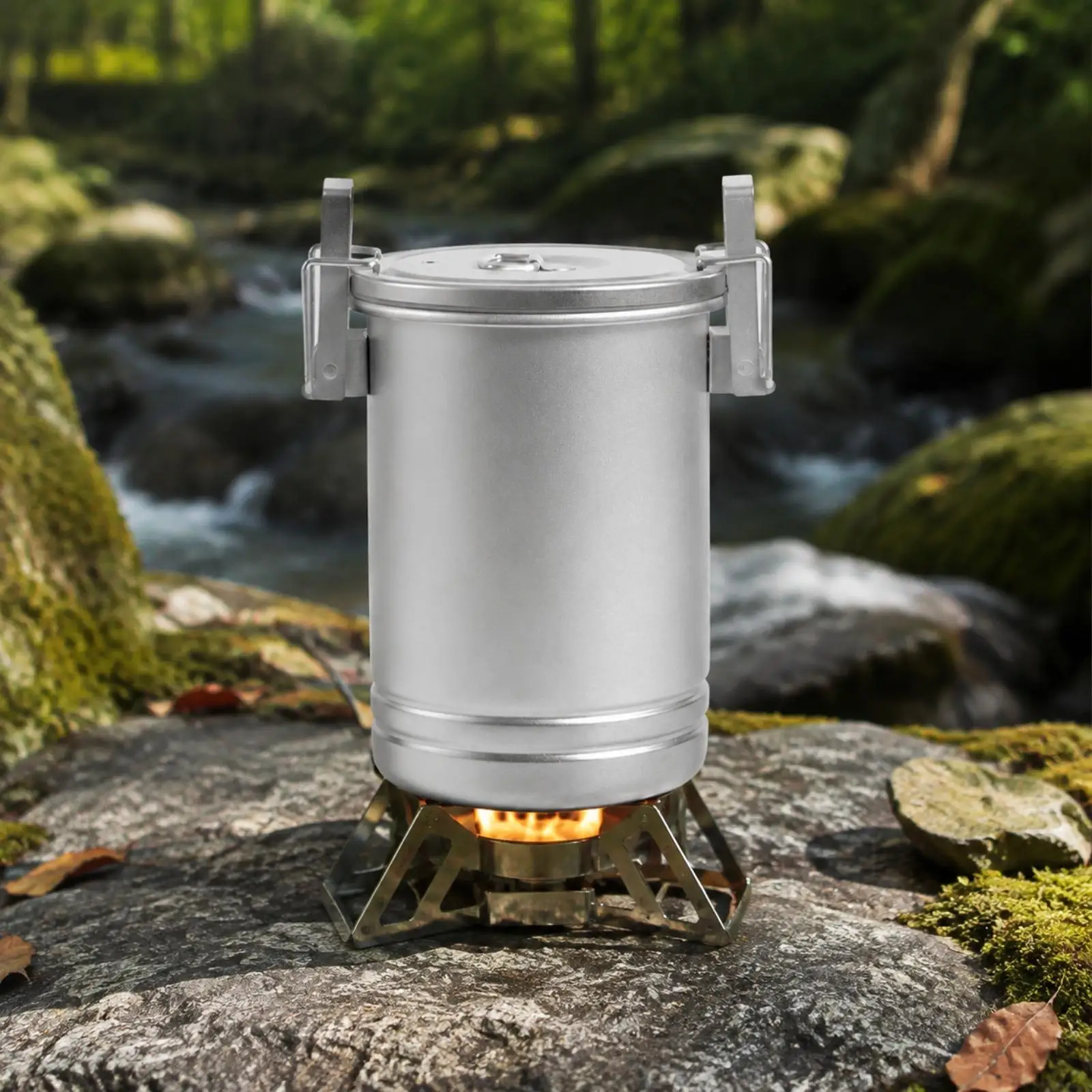 Versatile Camping Cookware Set Pot with Lid for Boiling Steaming and Making Soup over Camp Stove Fire