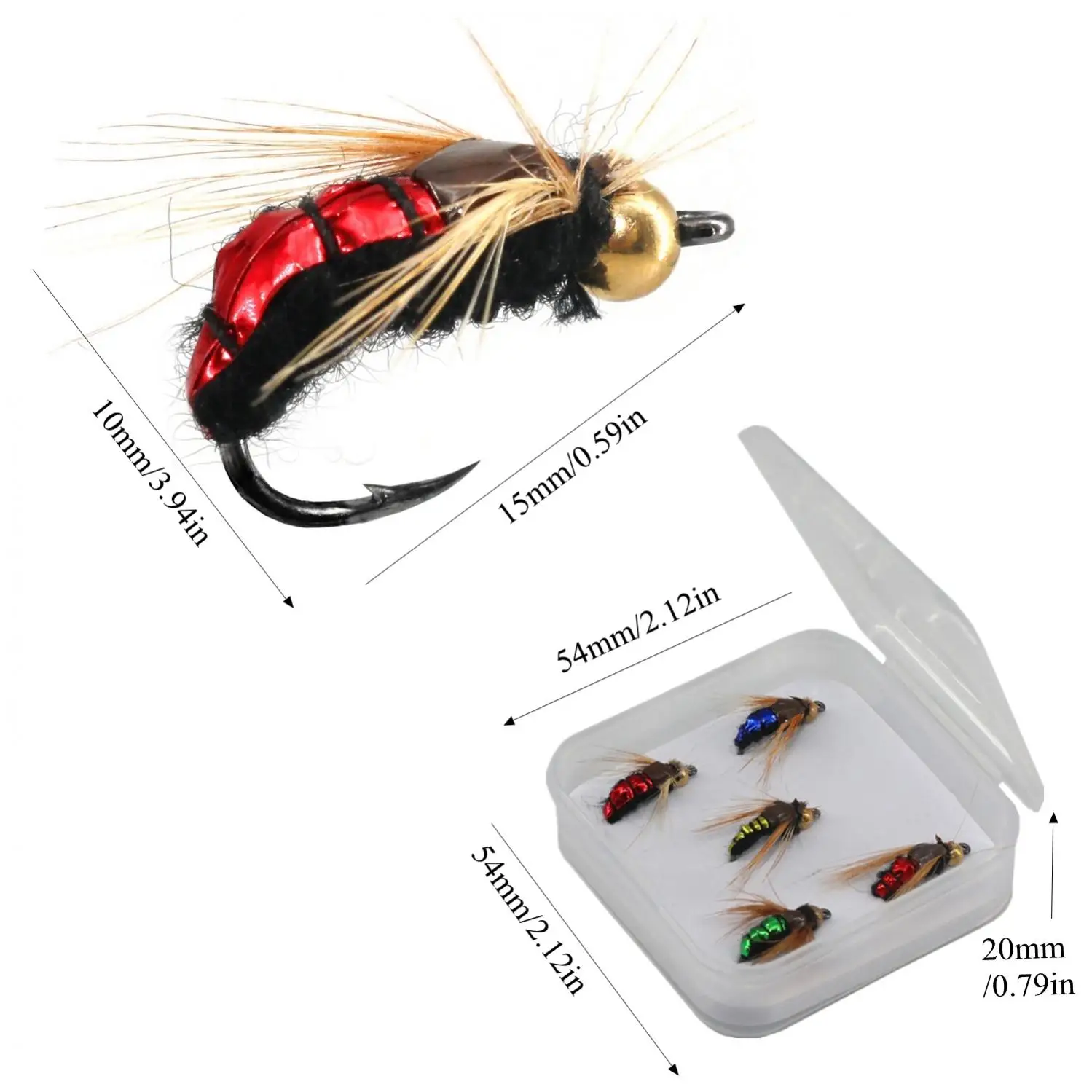 5pcs Fly Fishing Flies Sinking Lures Handmade Bionics Fly Fishing Lures Flies Stream Fishing Trout Finesse with Box