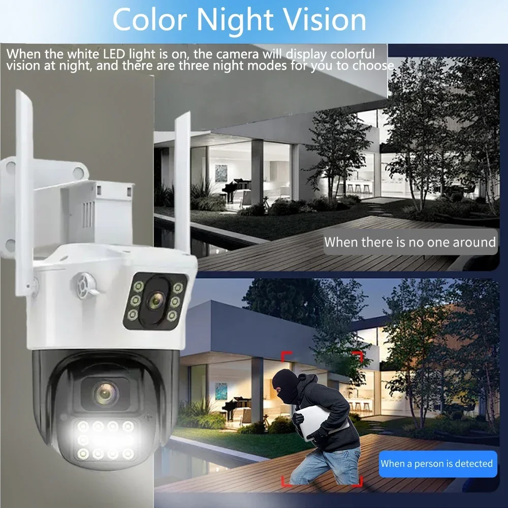 New 4K Security Wifi PTZ Camera System 8MP Audio Mic CCTV 10CH POE NVR AI Color Night Home Video Surveillance Camera Outdoor Set