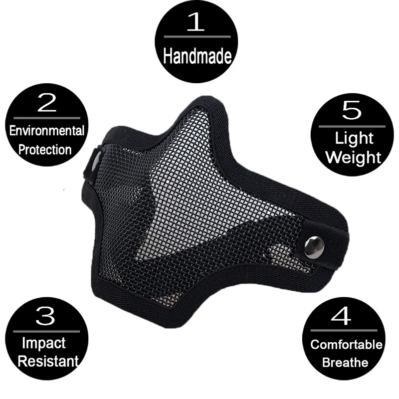 MYTactical Airsoft Mask Outdoor Hunting Metal Wire Mesh Protective Mask BB Gun Shooting Paintball Accessories