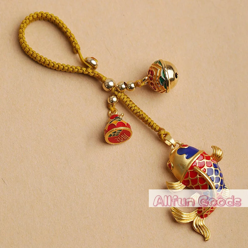 [TG835]High-grade Koi Exquisite Car Key Pendant Chinese Style Couple Bag Keychain Hanging Jewelry Lanyard