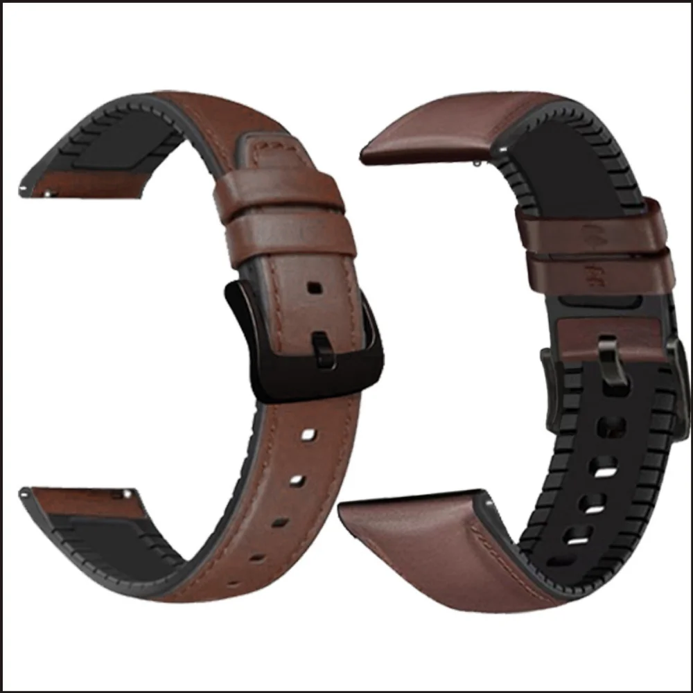 22mm Leather Strap for Samsung Watch 46mm/3 45mm/Gear S3 Bracelet Wristband for Huawei Watch GT 2 3 Pro/Amazfit GTR/Stratos Band