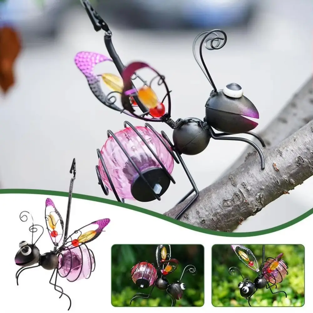 

Creative Solar Iron Insect Statue Iron Art 3D Simulation Solar Powered Insect Lamp Metal Colorful Solar Bee Lights