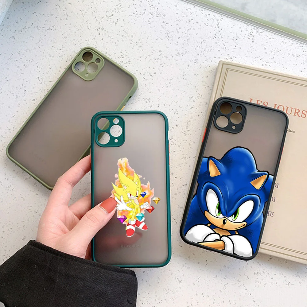 Phone Case For iPhone 14 13 12 Mini 11 15 Pro XS Max X XR SE 7 8 Plus Sonics Cute H-Hedgehogs Translucent Matte Soft Back Cover