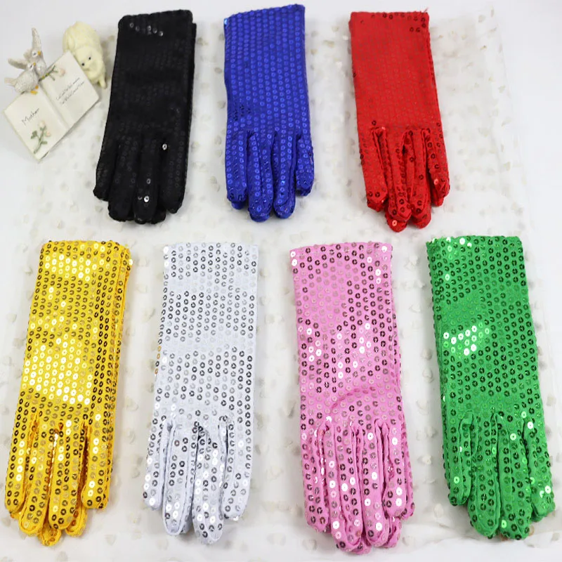 Fashion Shining Sequins Gloves Women Punk Gothic Party Music Festival Magic Stage Performance Halloween Cosplay Adult Mittens
