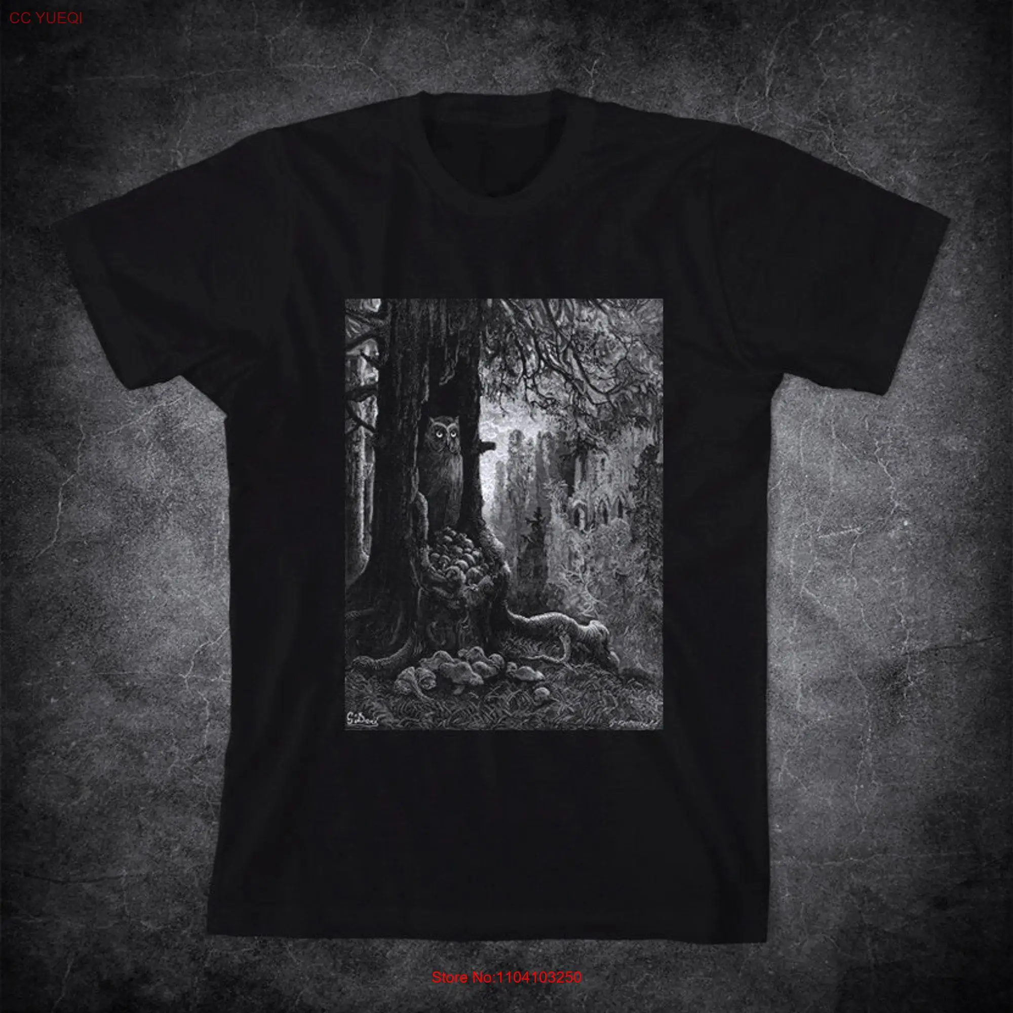 Camiseta GUSTAVE DORE Les souris et le Chat Huant Fables of Jean de La Fontaine, manga larga o corta con grabado de cuentos