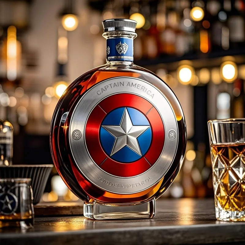 Captain America whiskey bottle, home high borosilicate glass infuser decoration, sealed whiskey brewing bottle