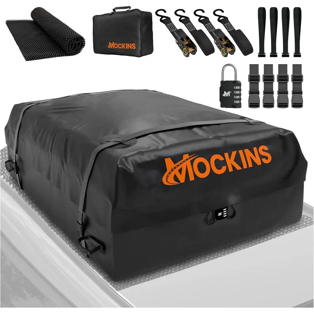 

25 Cut Waterproo Rootop Cargo Carrier Bag | 60"x43"x17" All-Weather 500D Sot-Shell Vinyl Car Top Carrier Without Roo Rack | Vehi