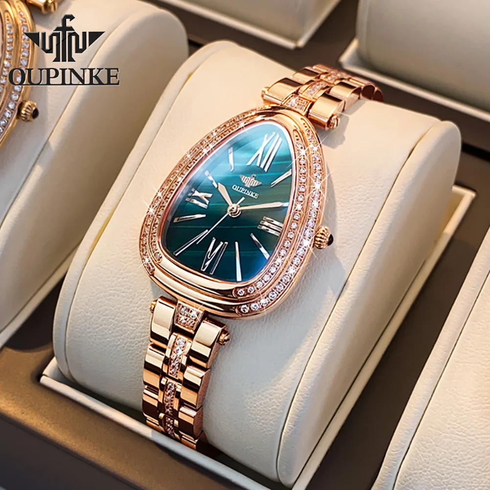 

OUPINKE 3192 Women Watch Luxury Elegant Stainless Quartz Wristwatch Waterproof Luminous Ladies Date Watch Bracelet Set Gift
