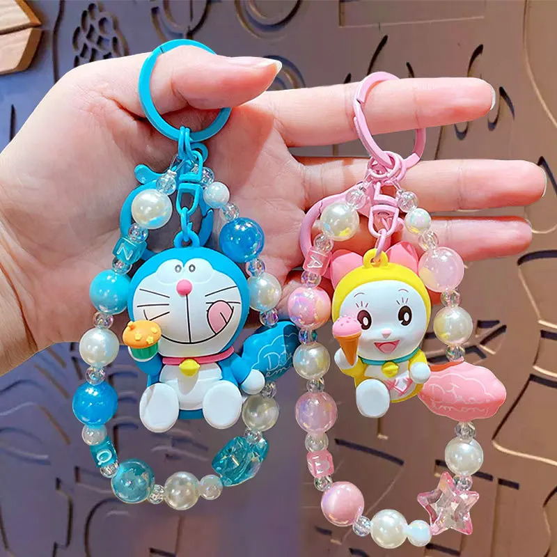 Llavero con cuentas Doraemon Dorami de Anime japonés, colgante de coche, accesorio de paraguas, decoración con cremallera, regalo para pareja, juguetes para niños