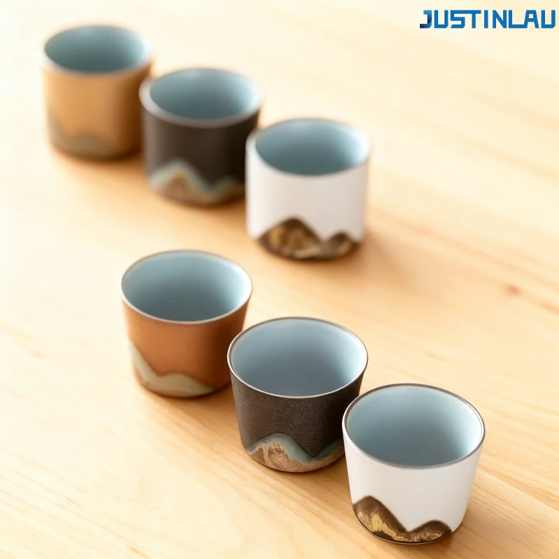 50 ml/55 ml Handgezeichnete Bergform Teetasse Retro Keramik Teetasse Kung Fu Teeset Kaffeetasse Kleine Wassertasse Porzellan Teegeschirr