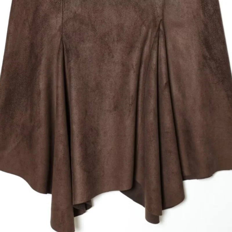 Women’s Fall Asymmetric Suede Effect Midi Skirt Half Skirt Outdoor Picnic Camping Travel Casual Fashion Streetwear  ﻿