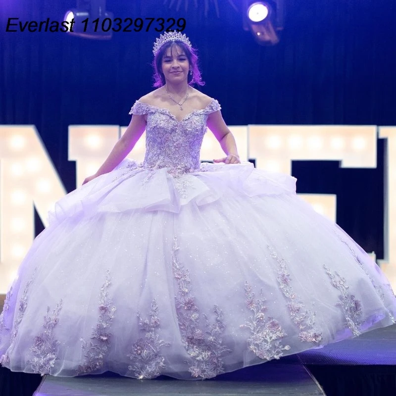 فستان Quinceanera مزين بالخرز ، مشد بكشكشة متدرجة ، 16 حلوة ، TQD688 ، 15 سنة