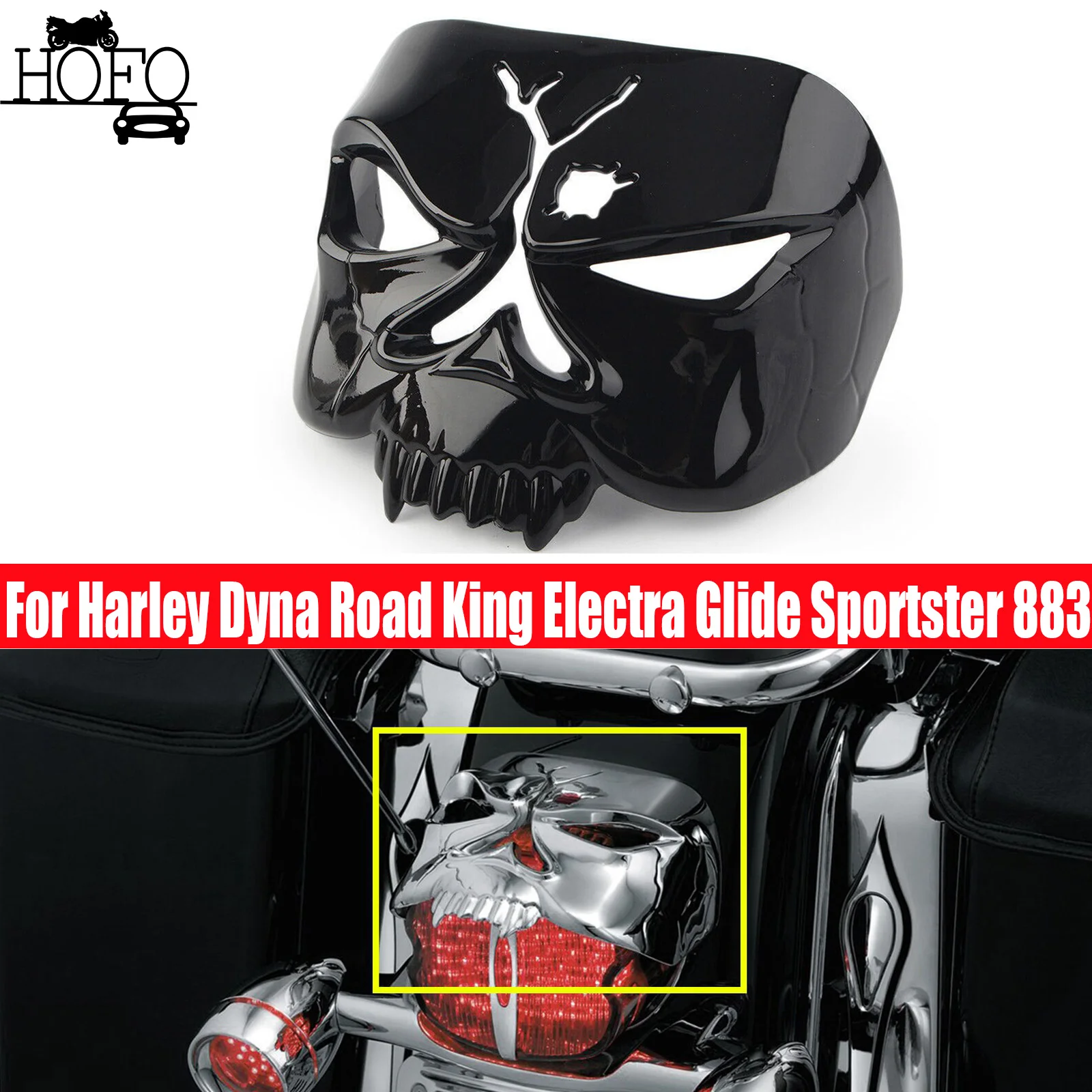 

For Harley Dyna Road King Electra Glide Sportster 883 Motorcycle Tail Light Collar Cover Zombie Skull Protective Trim
