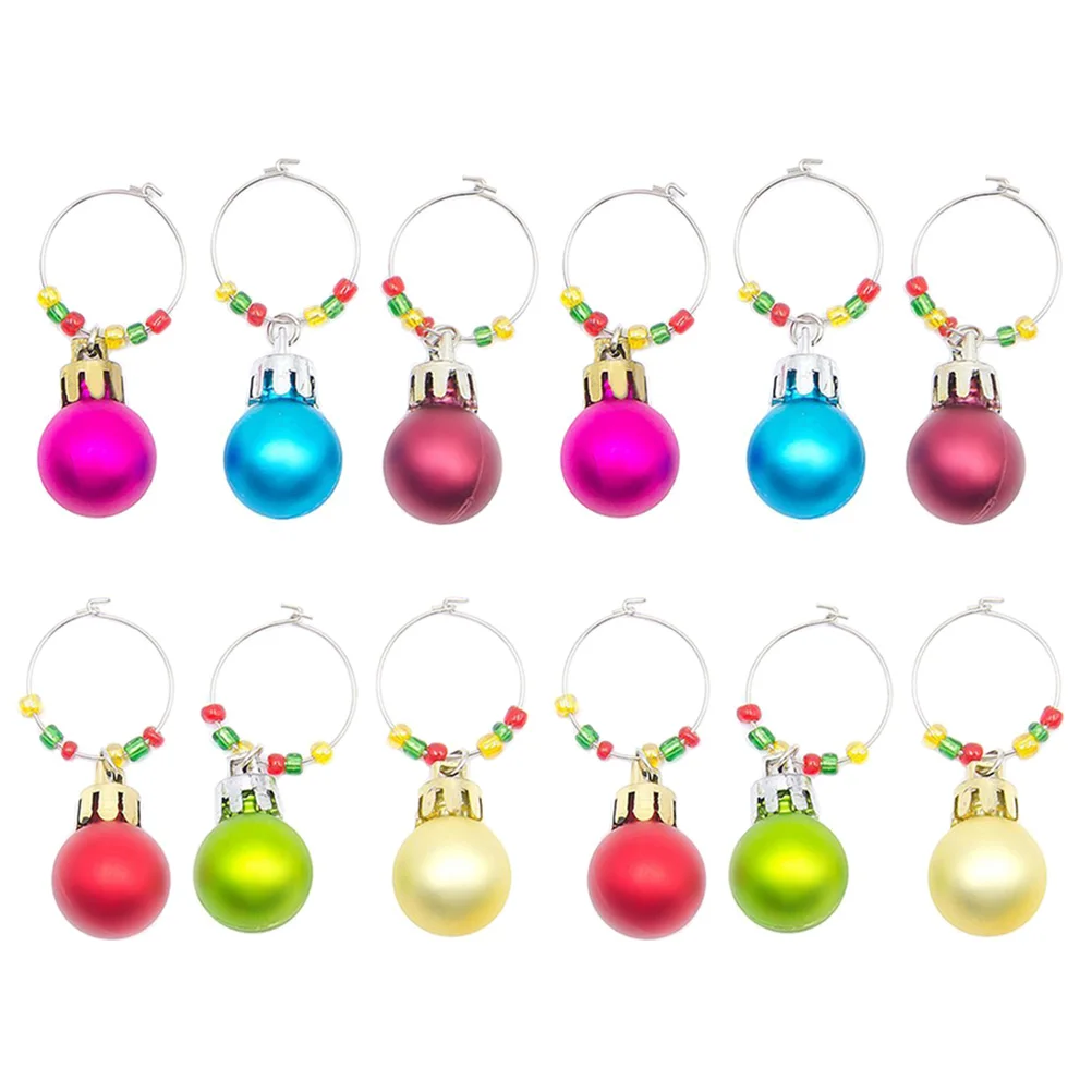 

12pcs Glass Markers Spherical Charms for Glasses Party Cocktail Decorative Identifier Hang Around Stemware