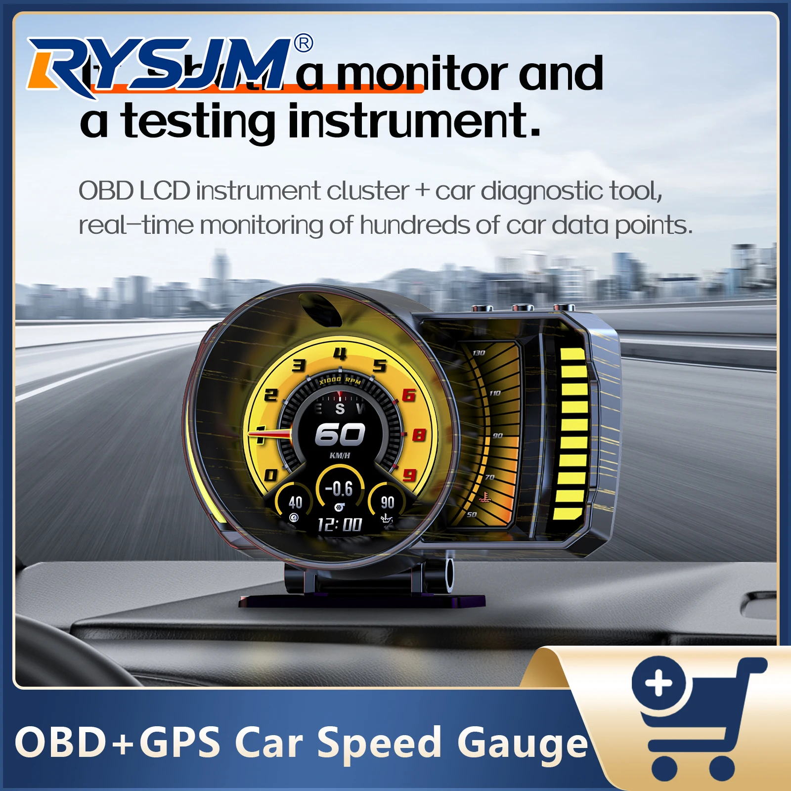 P28 Car Head Up Display OBD GPS Speedometer Tachometer Water Temp Voltage Gauge On-Board Computer Auto Electronic Accessories